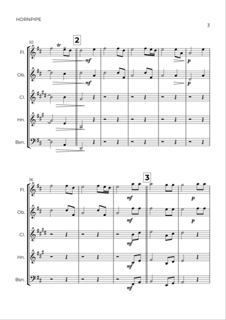 HORNPIPE - HANDEL - WIND QUINTET Woodwind Quintet scores gallery preview page 3