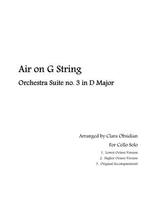 Air on G String for Cello Solo (in 2 difficulty levels)