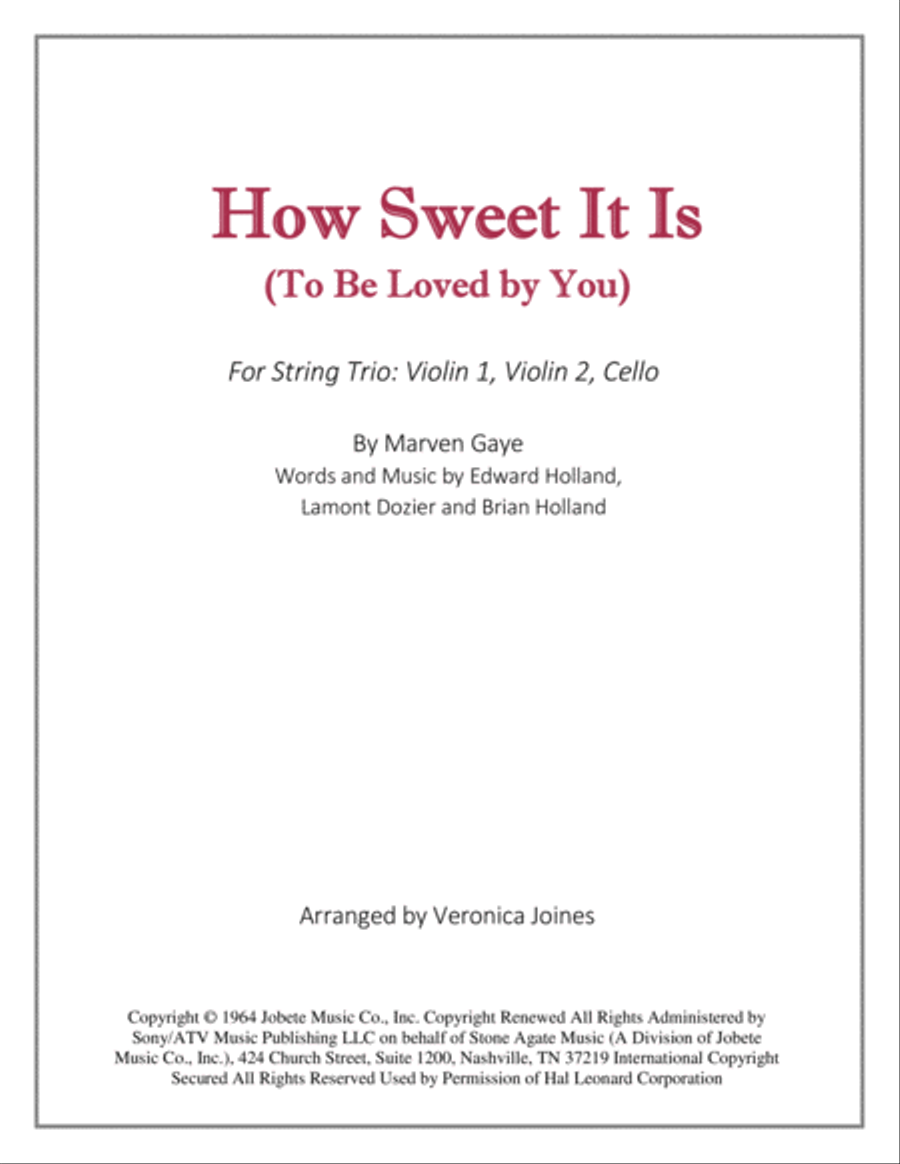 How Sweet It Is (To Be Loved By You) String Trio scores gallery preview page 1