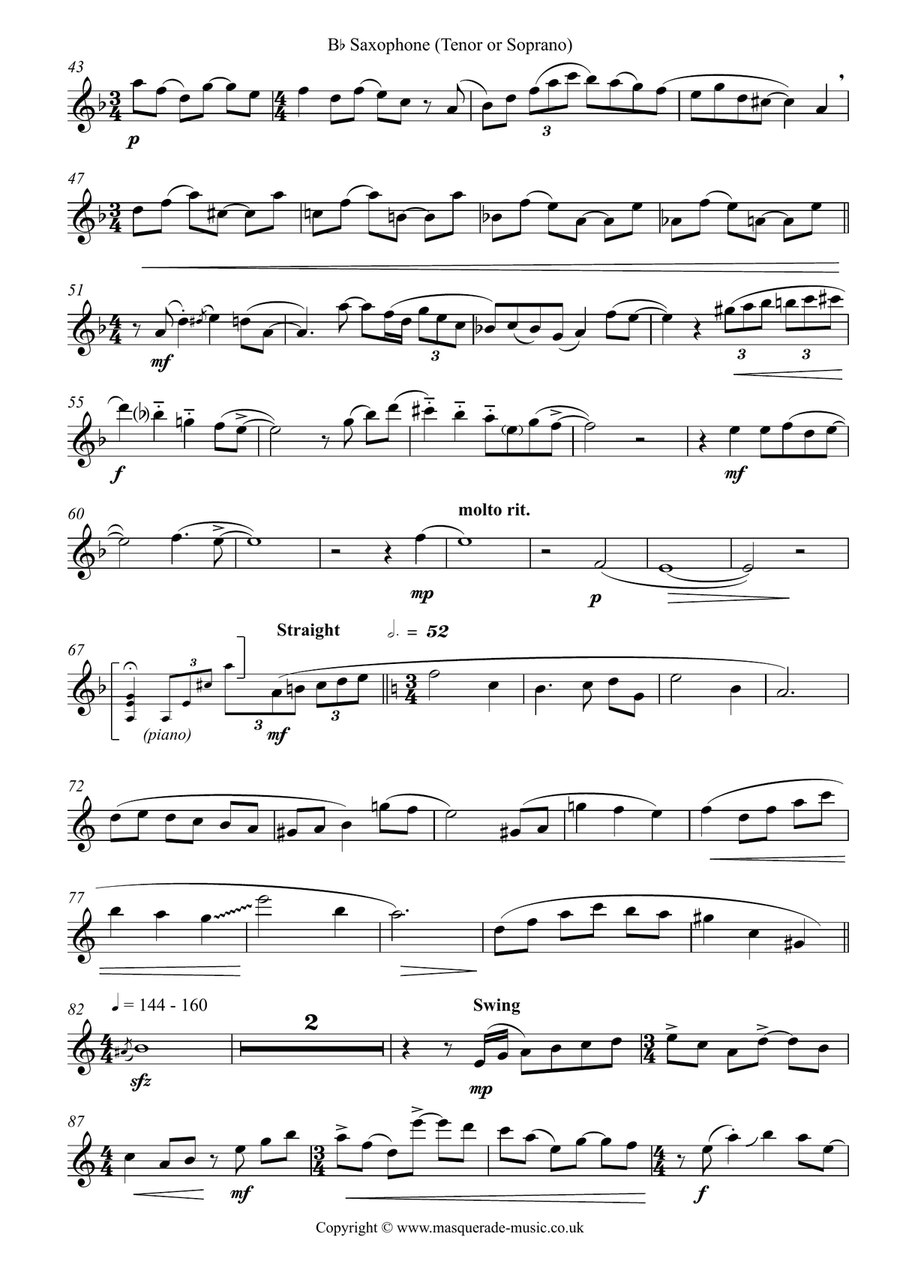 Sunny Blue - A Jazz Style Jaunt for Eb or Bb Saxophone and Piano (improvisation optional, or use sol Alto Saxophone scores gallery preview page 6