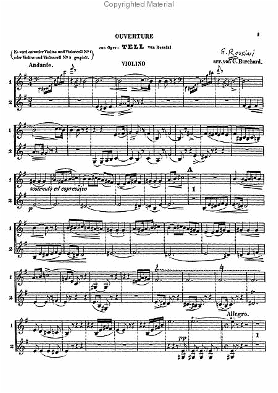 Overture to William Tell Violin scores gallery preview page 3
