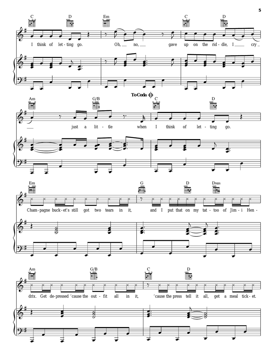I Cry Piano, Vocal, Guitar scores gallery preview page 5