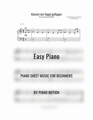 Book cover for Kommt ein Vogel geflogen (Easy Piano Solo)