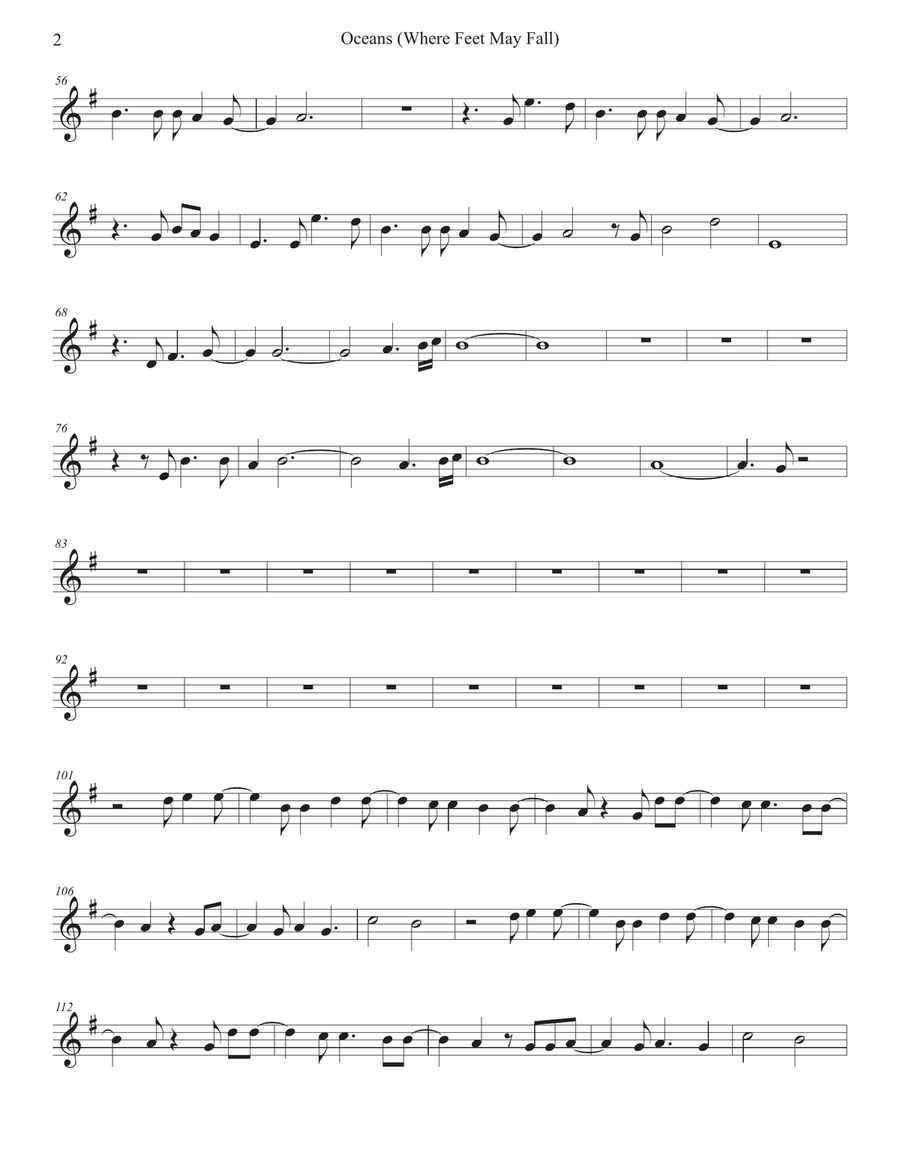 Oceans (Where Feet May Fail) Oceans (Where Feet May Fail) Clarinet Solo scores gallery preview page 2