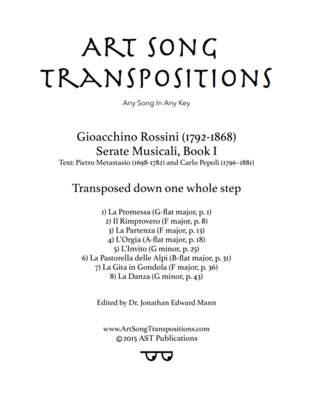 ROSSINI: Serate Musicali, Book I (transposed down one whole step)