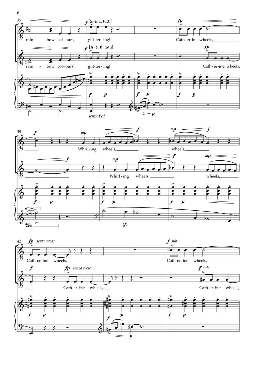 Fireworks (Voices in two parts and piano) 2-Part scores gallery preview page 6