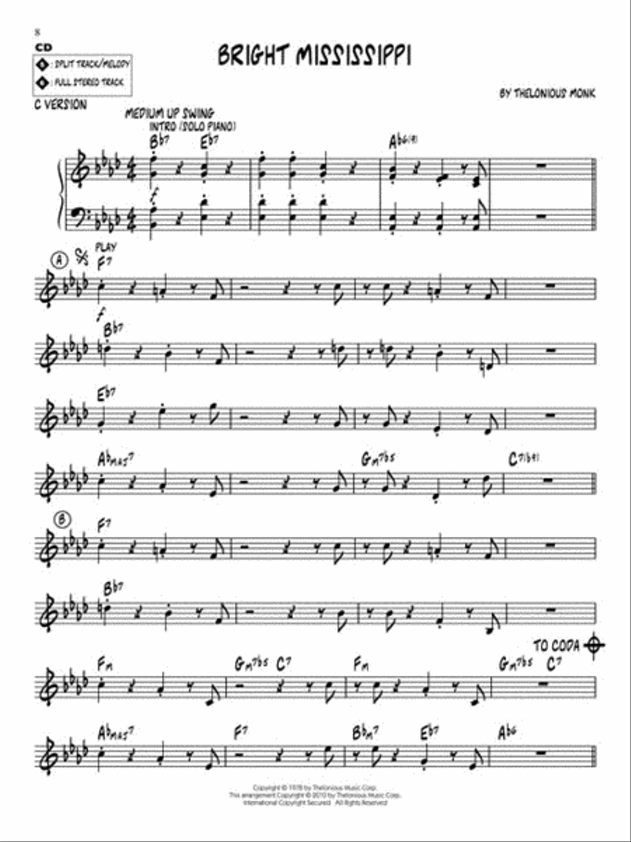 Thelonious Monk Favorites C Instrument scores gallery preview page 4