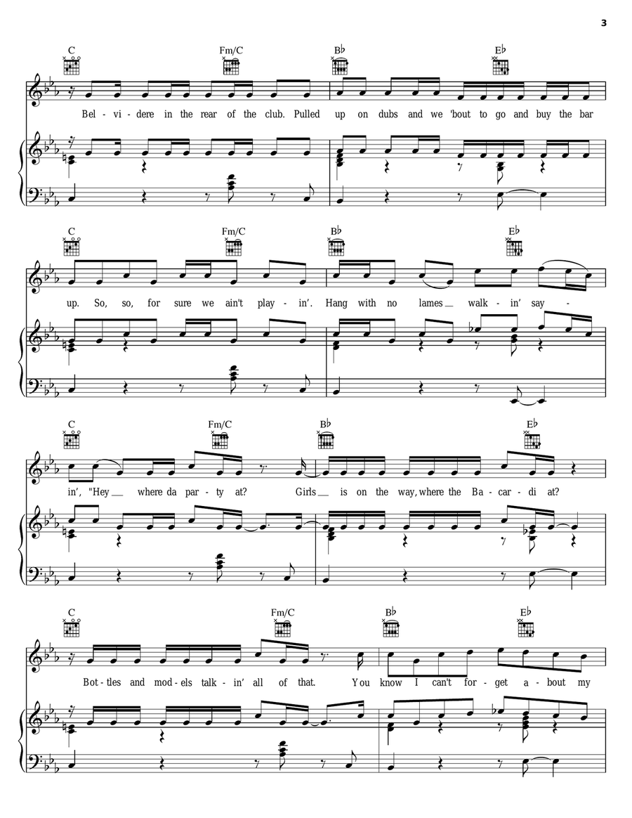 Where The Party At Piano, Vocal, Guitar scores gallery preview page 3