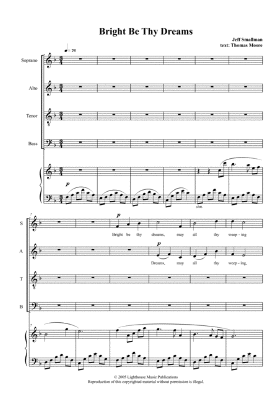 Bright Be Thy Dreams 4-Part scores gallery preview page 3