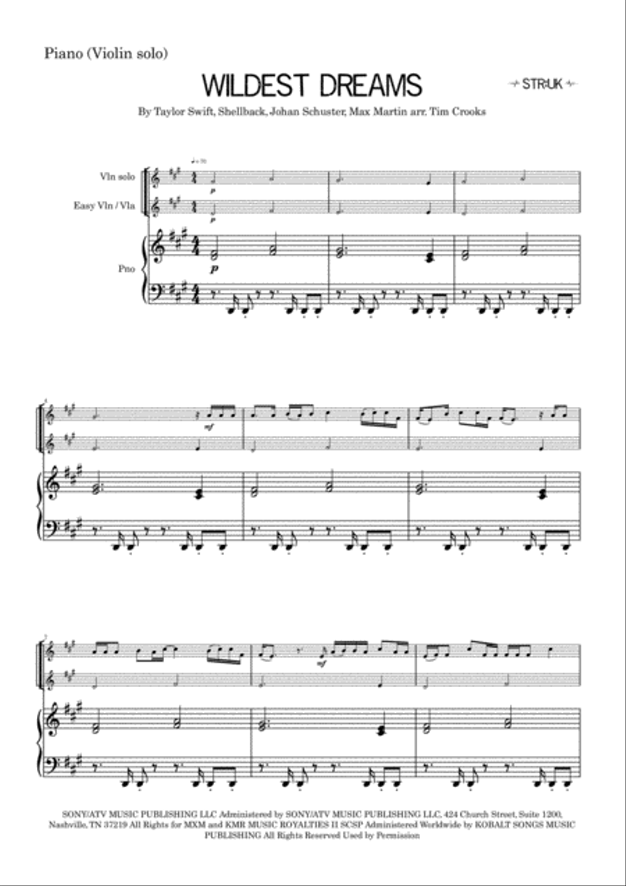 Wildest Dreams Violin Solo scores gallery preview page 2