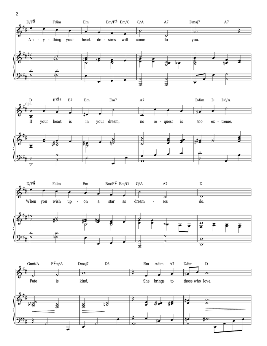When You Wish Upon A Star (from Pinocchio) High Voice scores gallery preview page 2
