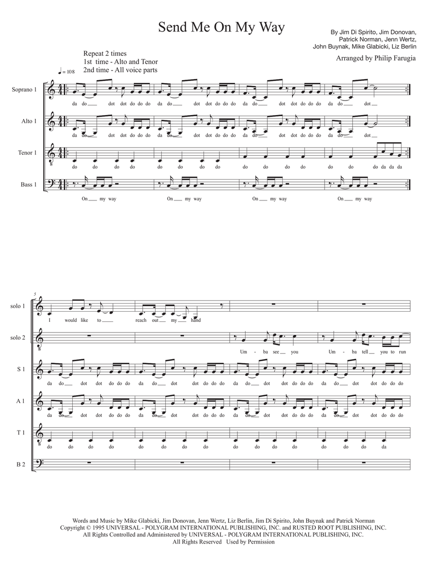 Send Me On My Way 4-Part scores gallery preview page 2