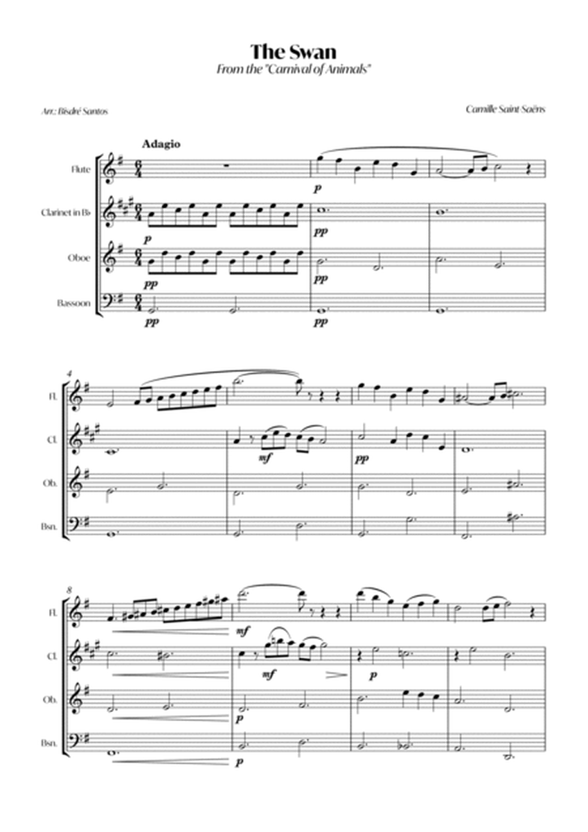 The Swan (C. Saint-Saëns) - Woodwind quartet - Score and parts image number null