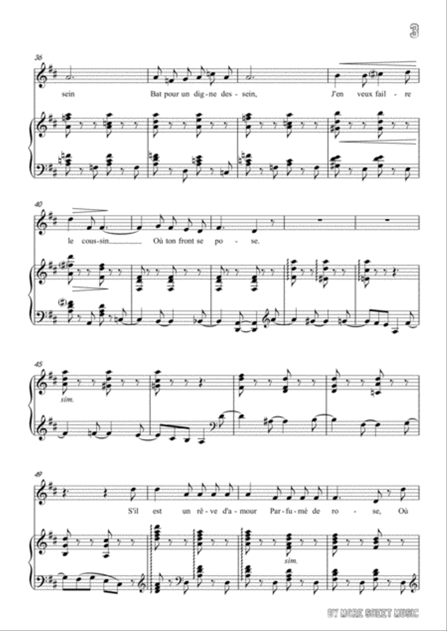 Franck-S'il est un charmant gazon in D Major,for voice and piano Voice Solo scores gallery preview page 5