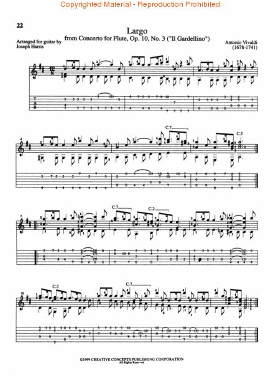 Classical Guitar Music of Vivaldi Acoustic Guitar scores gallery preview page 3