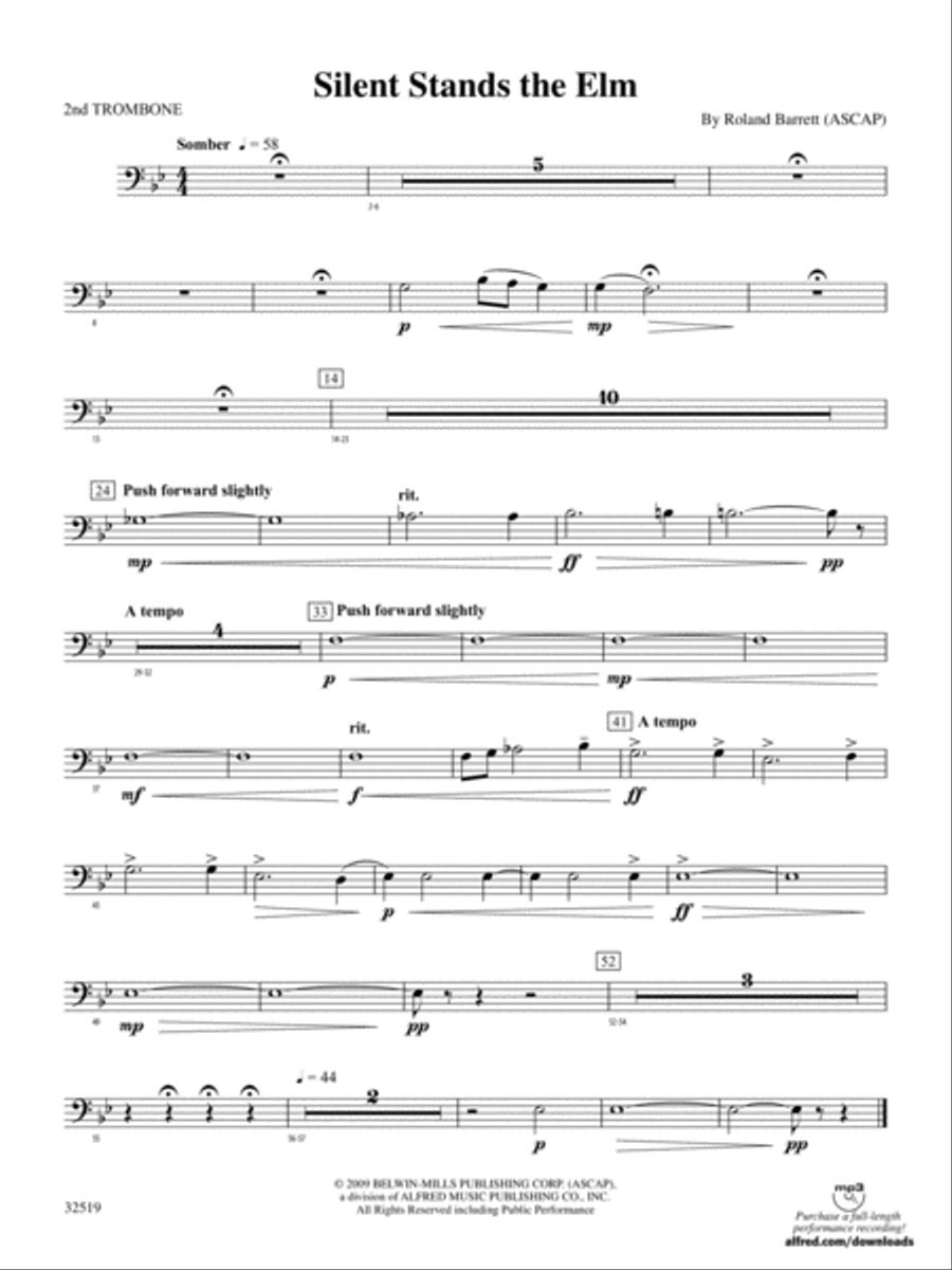 Silent Stands the Elm: 2nd Trombone Concert Band scores gallery preview page 1