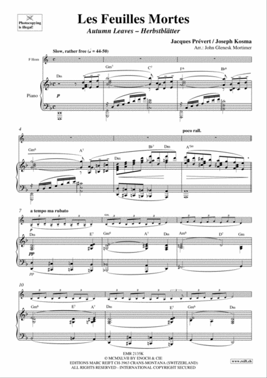 Les Feuilles Mortes Horn scores gallery preview page 3