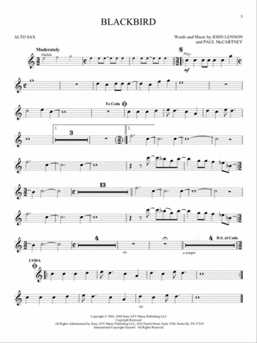 The Beatles – Instrumental Play-Along Alto Saxophone scores gallery preview page 4