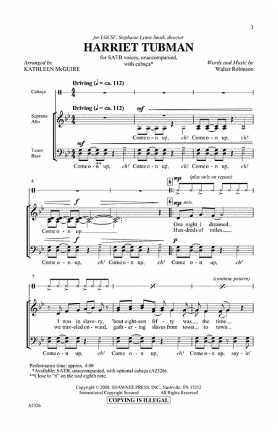 Harriet Tubman Harriet Tubman 4-Part scores gallery preview page 2
