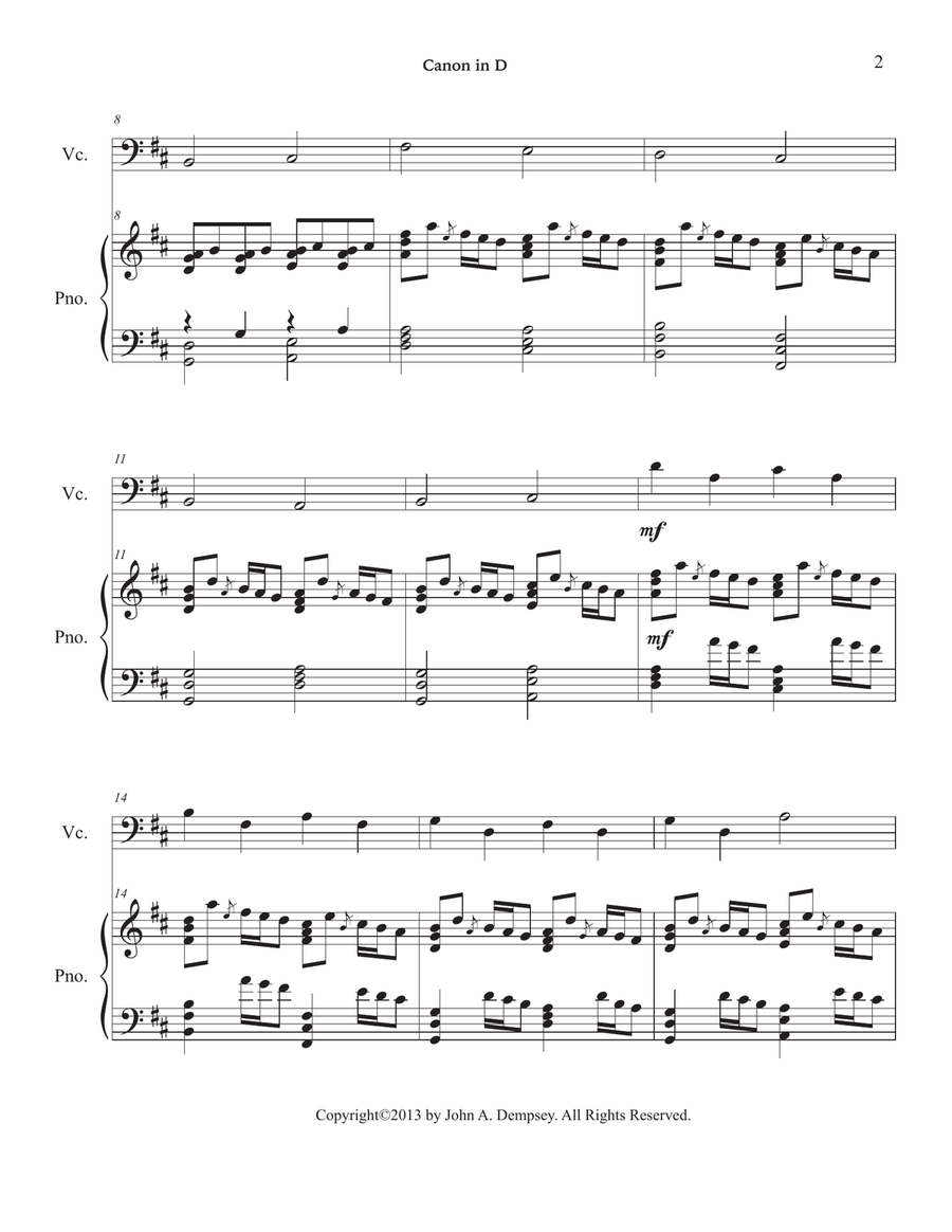 Canon in D (Cello and Piano) Piano scores gallery preview page 6