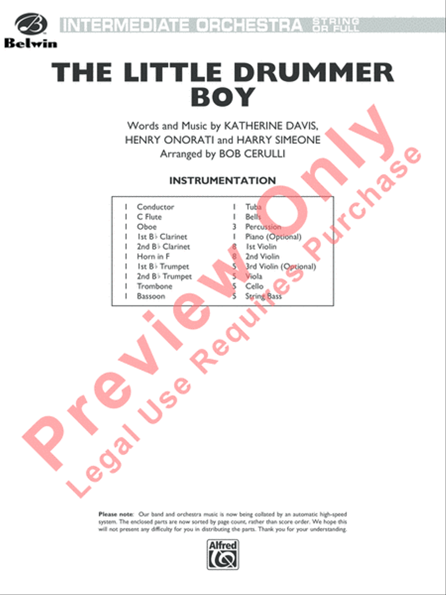 The Little Drummer Boy Full Orchestra scores gallery preview page 2