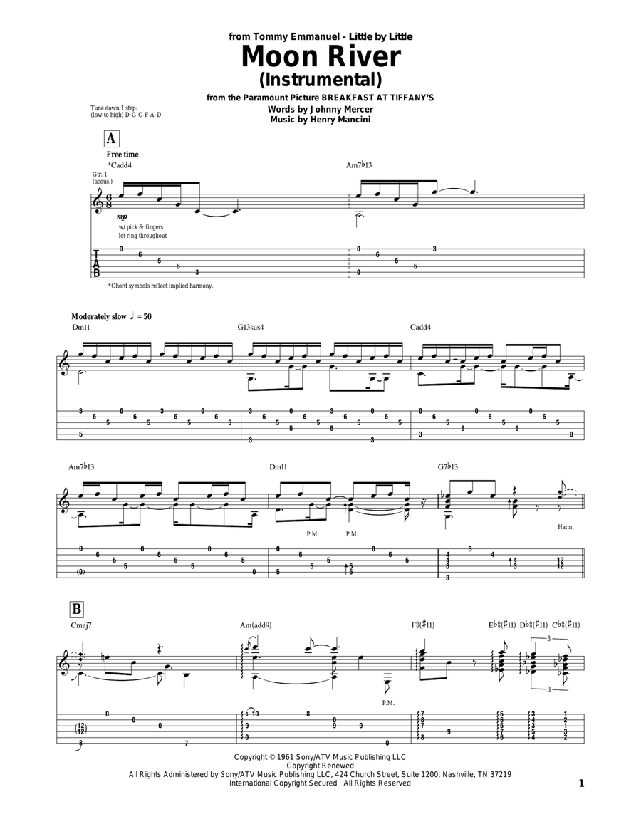 Moon River Acoustic Guitar scores gallery preview page 1