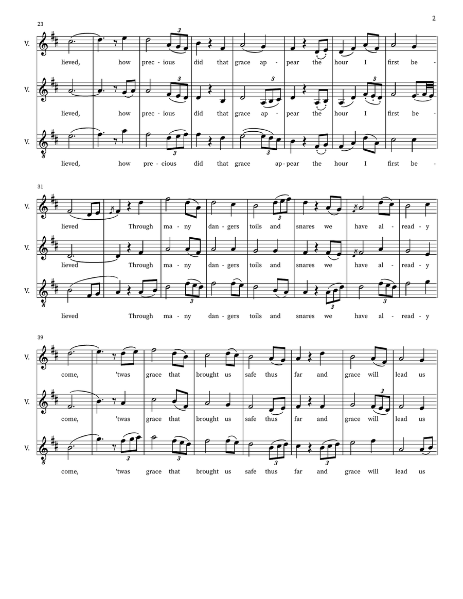 Amazing Grace (Three Voices), op. 34, #1 SA scores gallery preview page 2