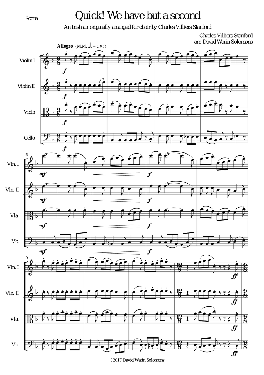 Quick we have but a second for string quartet String Quartet scores gallery preview page 1