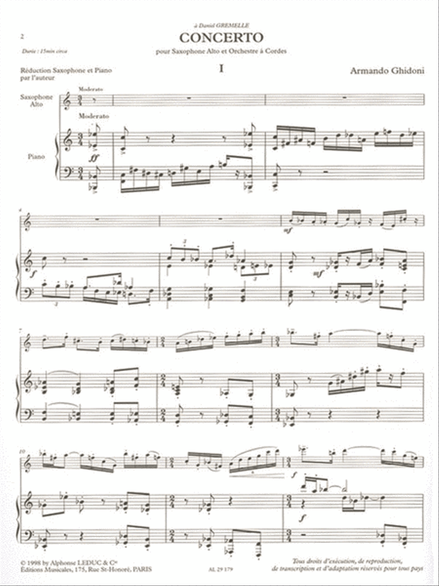 Concerto For Alto Saxophone And String Orchestra (saxophone-alto & Pia String Orchestra scores gallery preview page 2