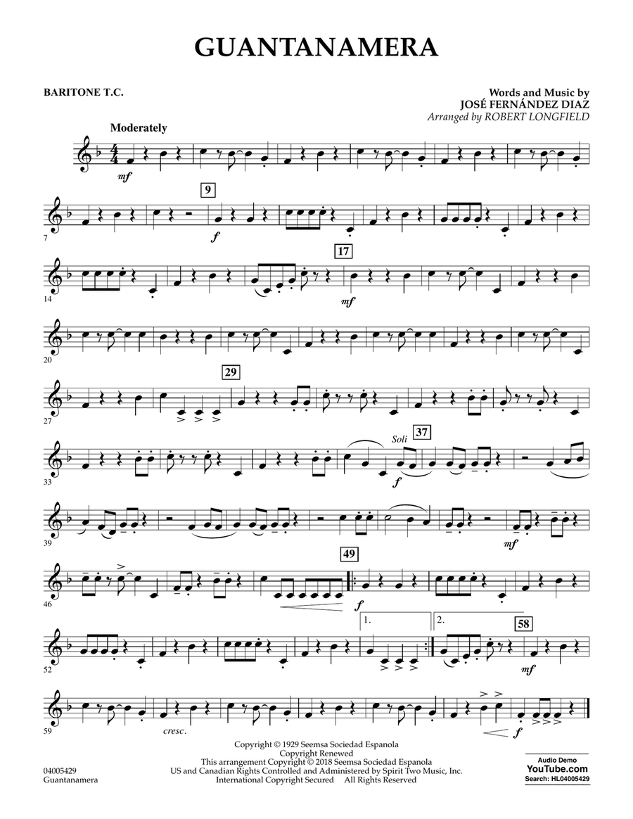Guantanamera - Baritone T.C.