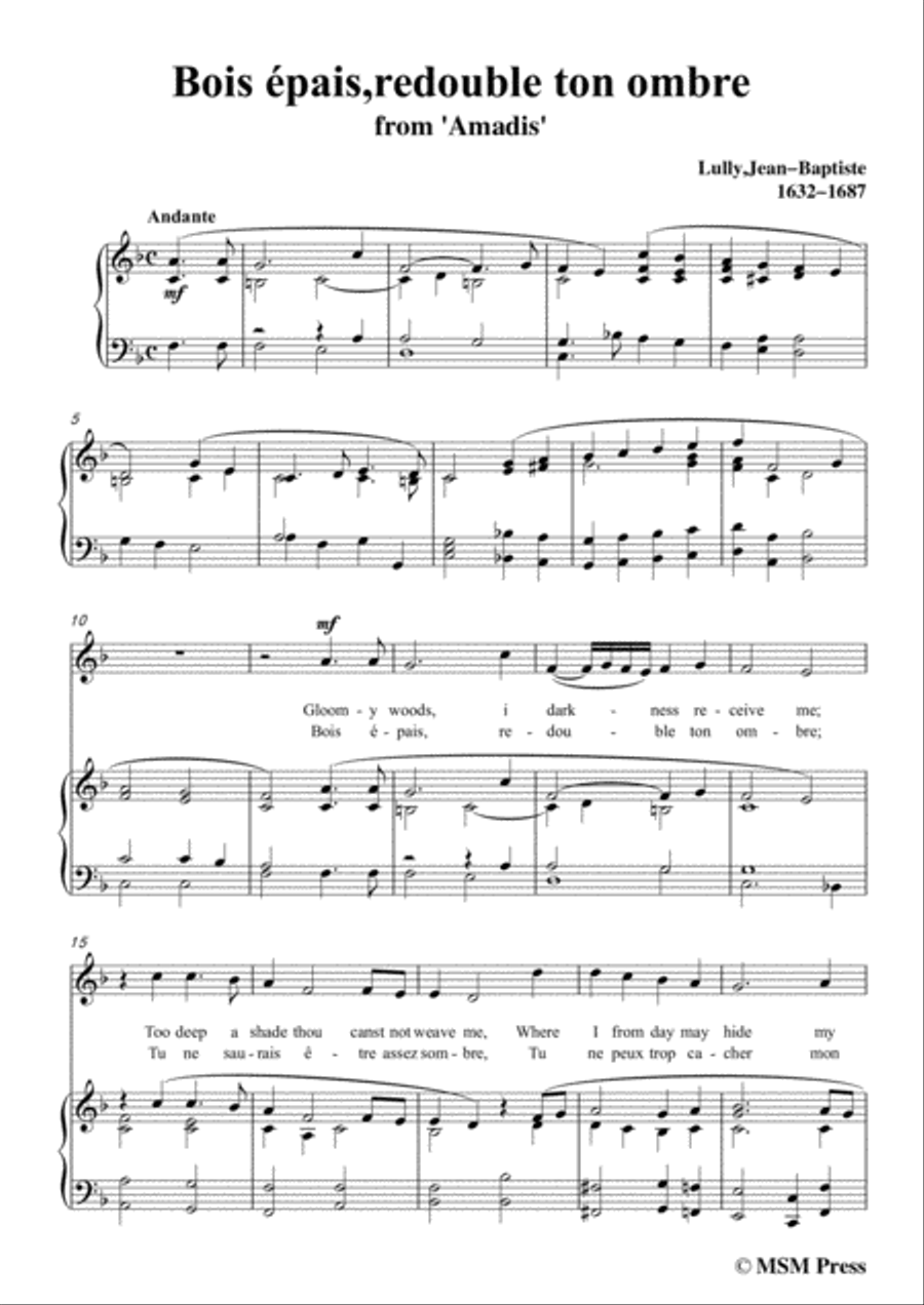 Lully-Bois épais,redouble ton ombre,from 'Amadis',in F Major,for Voice and Piano Voice Solo scores gallery preview page 3