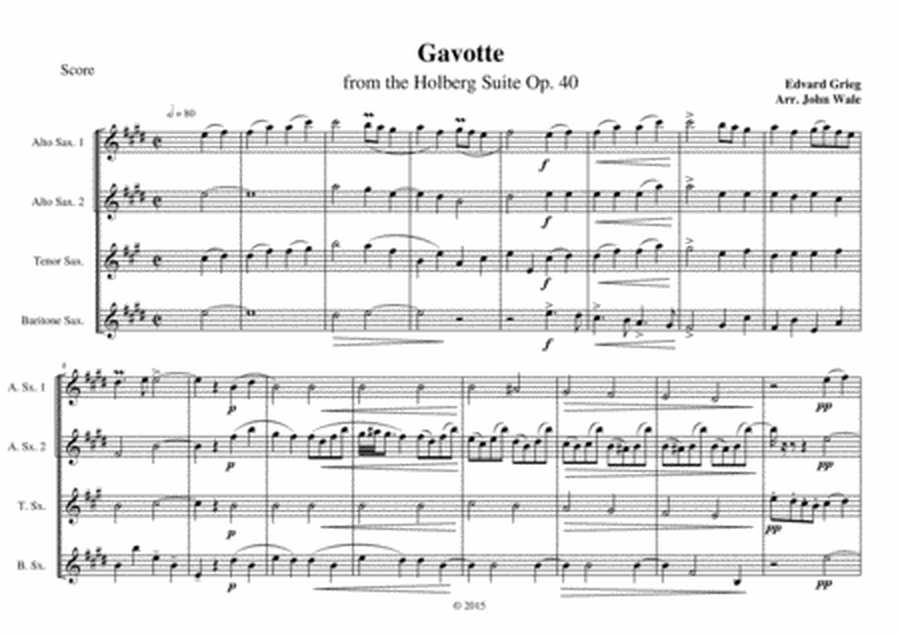 GAVOTTE from the HOLBERG SUITE (Sax quartet) image number null