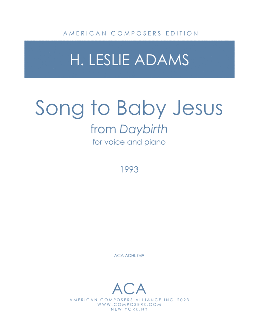 [Adams] Song to Baby Jesus (from Daybirth) Voice scores gallery preview page 1