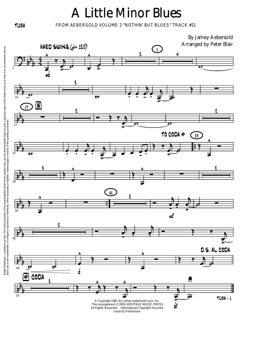 Aebersold Jazz Ensemble, Vol. 1 - Tuba (Digital Download) Jazz Ensemble scores gallery preview page 1