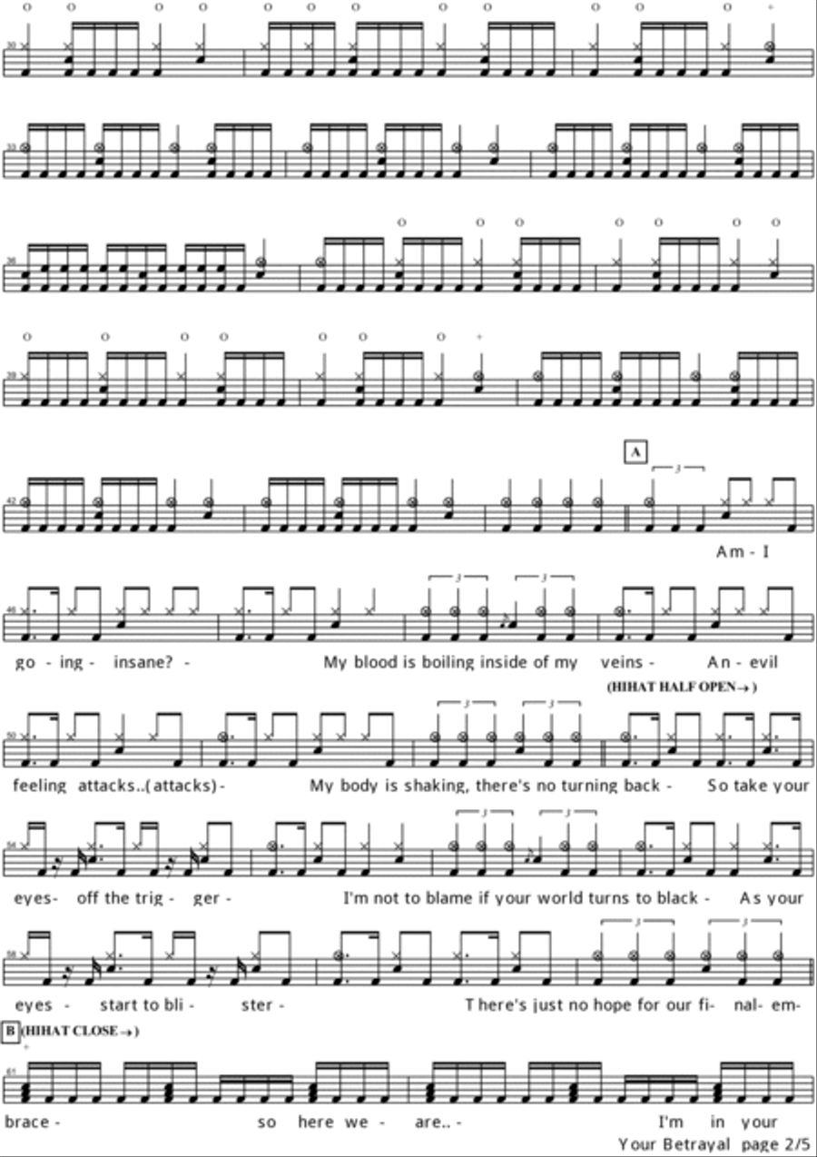 Your Betrayal Drum Set scores gallery preview page 2