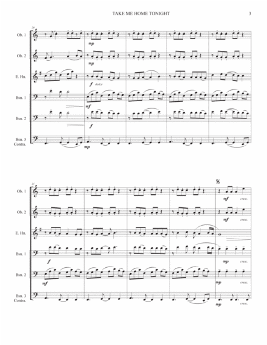 Take Me Home Tonight Woodwind Ensemble scores gallery preview page 3