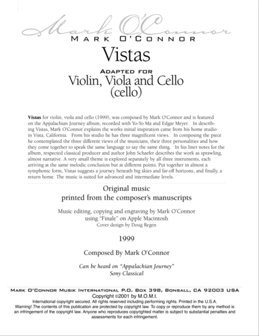 Vistas (cello part - vln, vla, cel) String Trio scores gallery preview page 3
