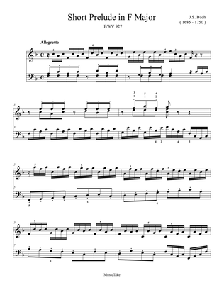 Bach Short Prelude in F Major BWV 927