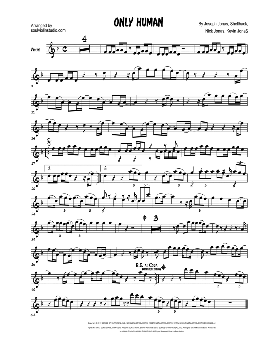Only Human Only Human Violin Solo scores gallery preview page 1