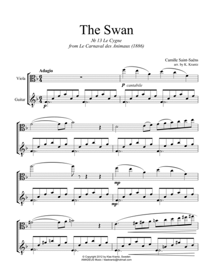 The Swan / Le Cygne for viola and easy guitar (F major) image number null