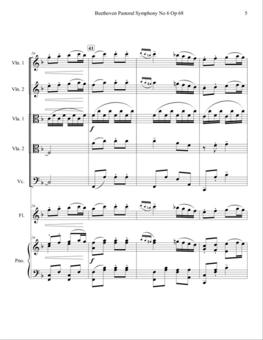 Beethoven Pastoral Symphony No 6 Countryside Arrival String Quartet String Quartet scores gallery preview page 5