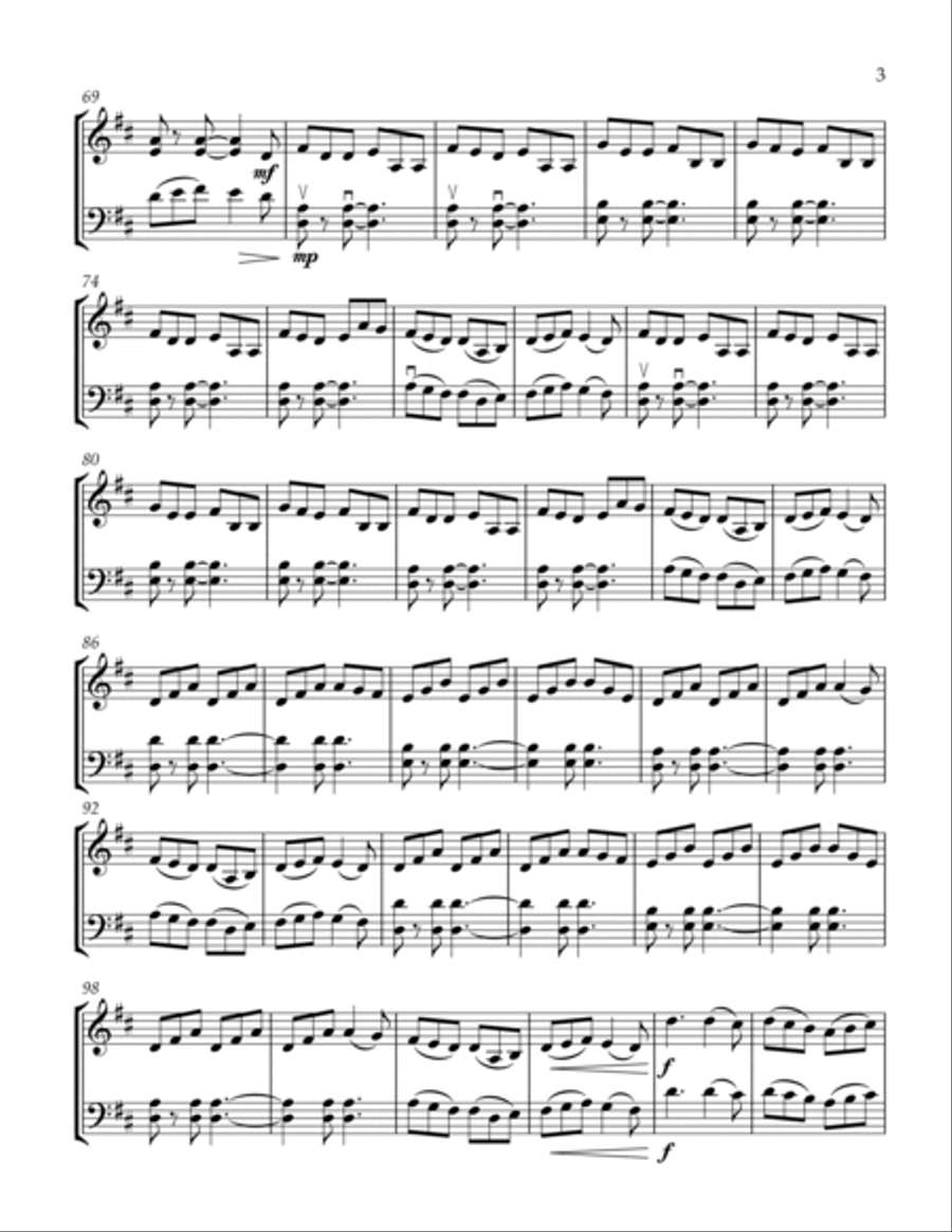 I Saw Three Ships - Traditional Tune Medley String Duet scores gallery preview page 4