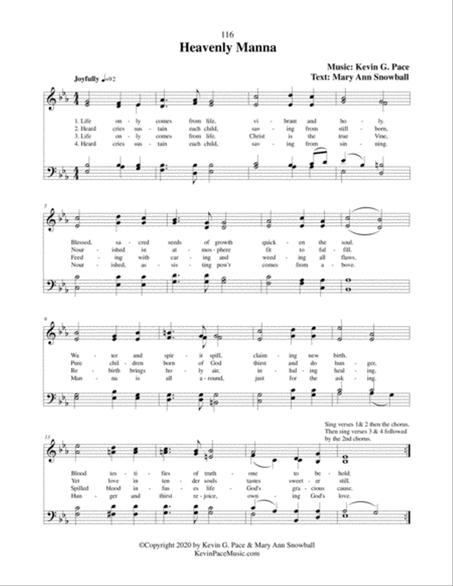 Heavenly Manna - a sacred hymn Heavenly Manna - a sacred hymn 4-Part scores gallery preview page 2