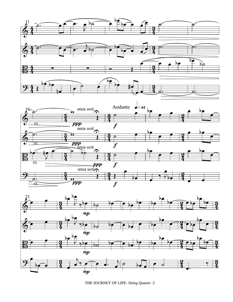 THE JOURNEY OF LIFE (String Quartet with Parts) by Gary Lanier String Quartet - Digital Sheet Music page 2