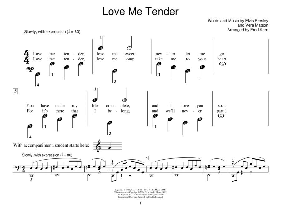 Love Me Tender Love Me Tender Piano Method scores gallery preview page 1