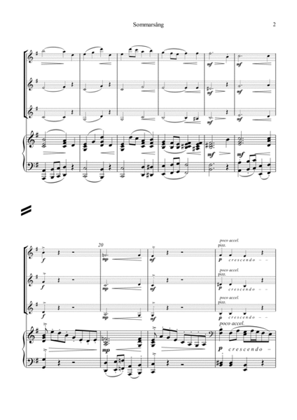 Sommarsång/Sommarsang for 3 violins and piano (2 flutes ad lib) image number null