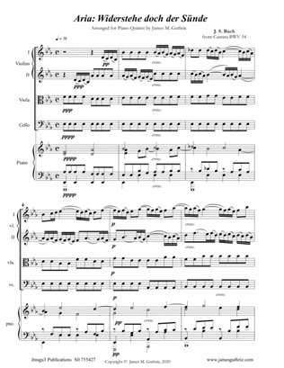 BACH: Widerstehe doch der Sünde, BWV 54 for Piano Quintet