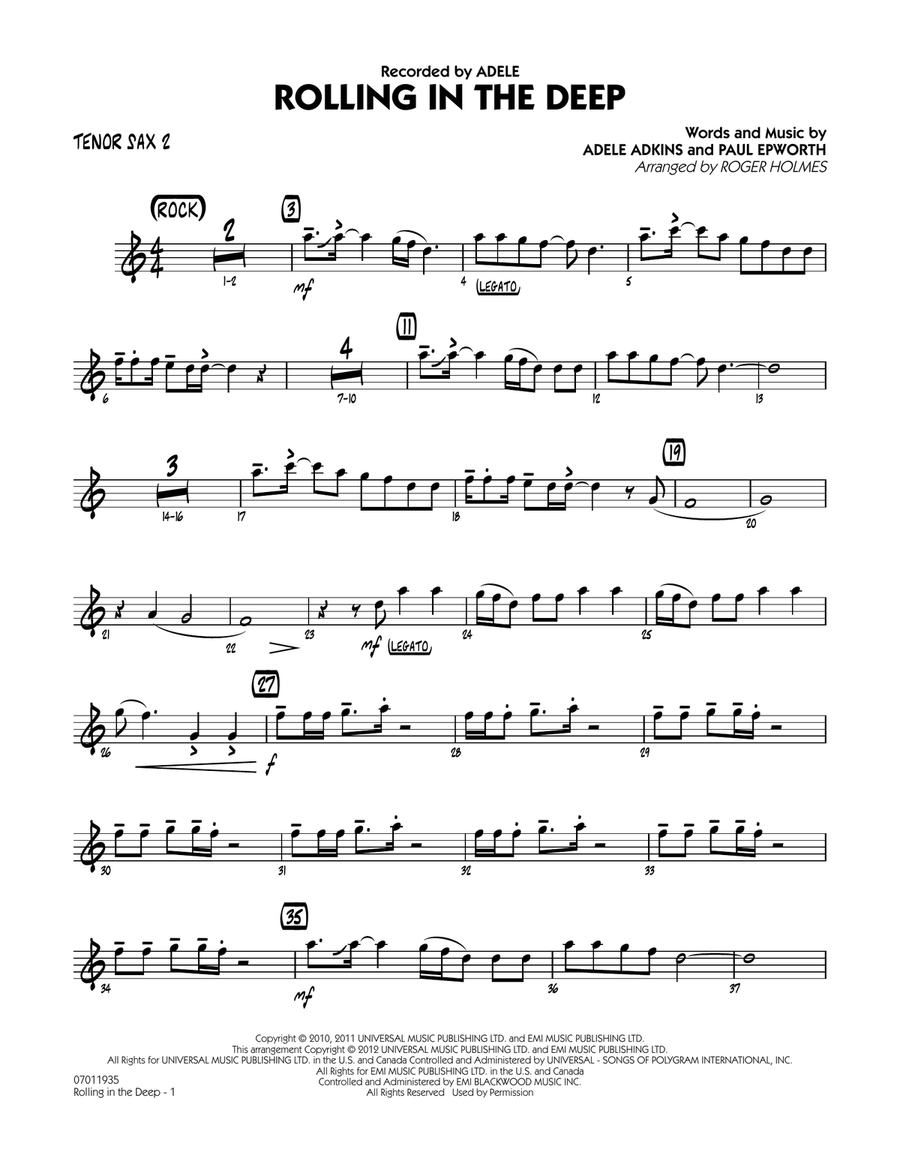 Rolling in the Deep - Tenor Sax 2 Jazz Ensemble scores gallery preview page 1