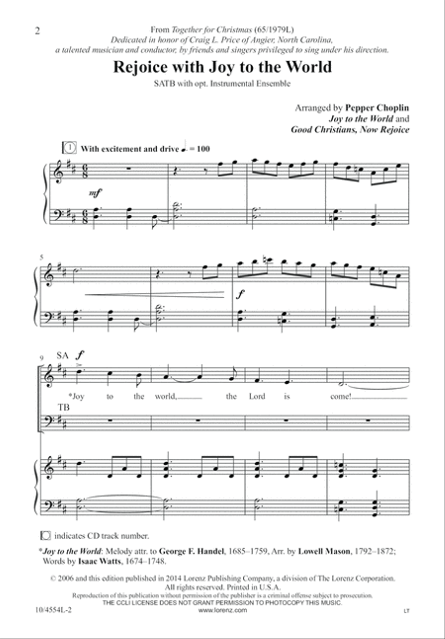 Rejoice with Joy to the World 4-Part scores gallery preview page 3