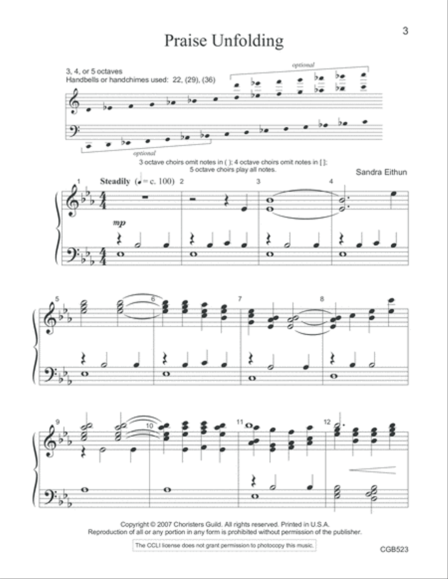 Praise Unfolding Handbell Choir scores gallery preview page 3